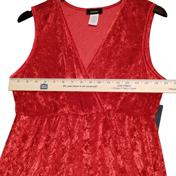 Espresso Womens Red Velour Dress Size Large Sleeveless V-Neck Mermaid Valentines - Picture 8 of 12